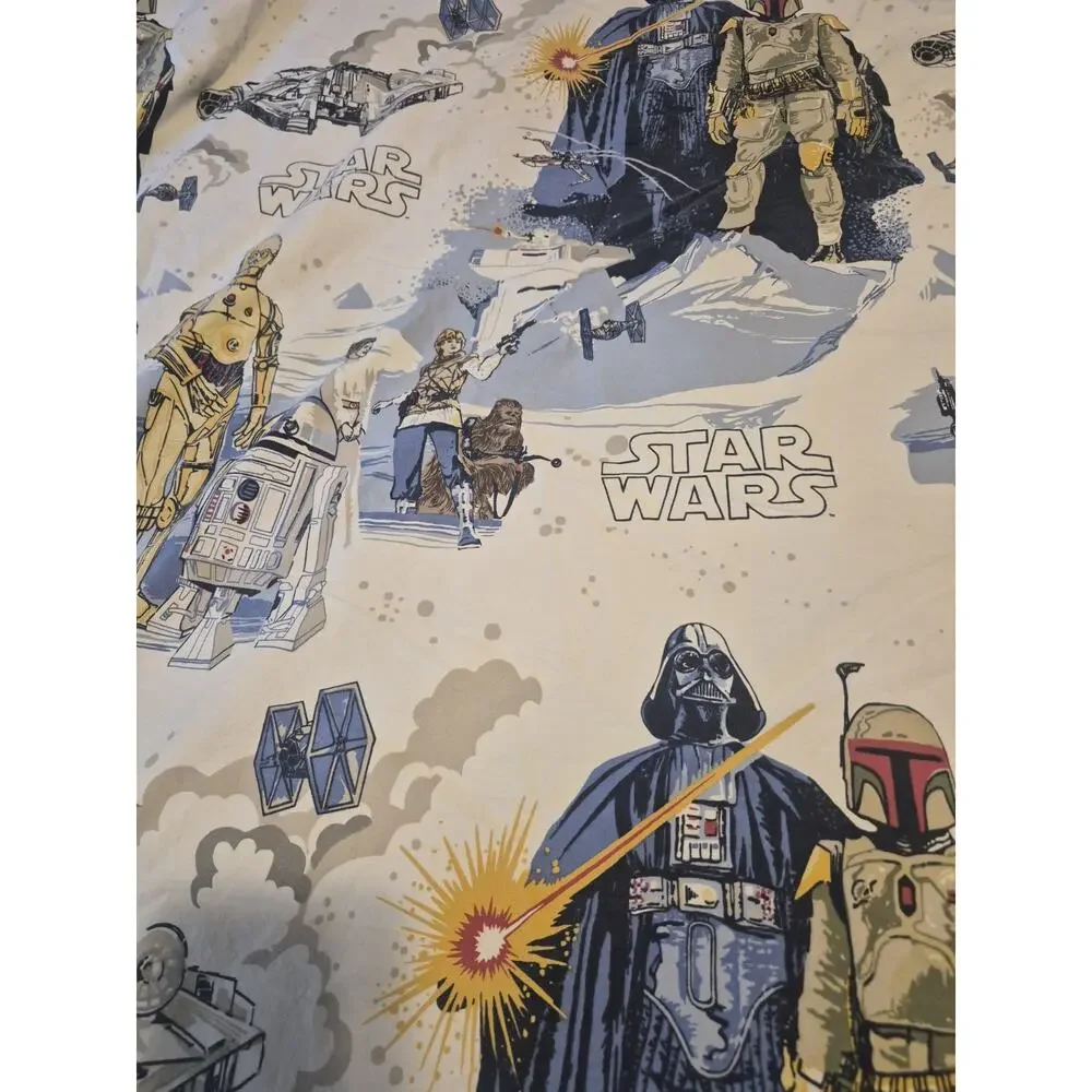 Star Wars Pottery Barn Kids Twin Sz Flat Sheet VGUC Han Boba Fett C3PO R2